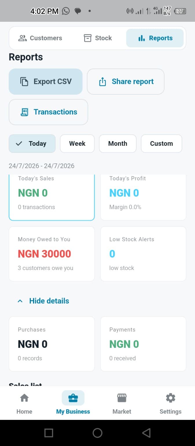 Zarah Business records used to track customer orders and payments